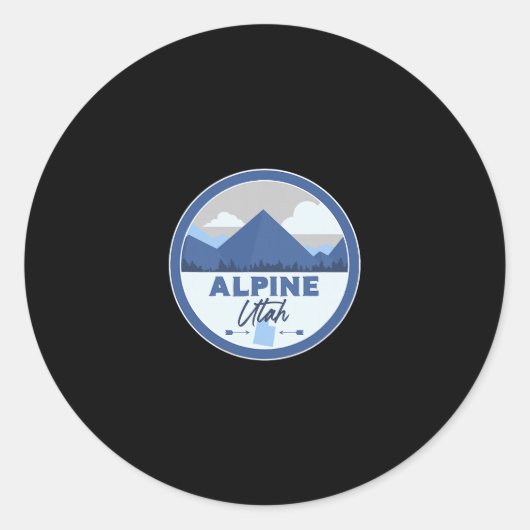 Alpine Utah Ut Mountains Badge Hiking Souvenir  ラウンドシール (正面)