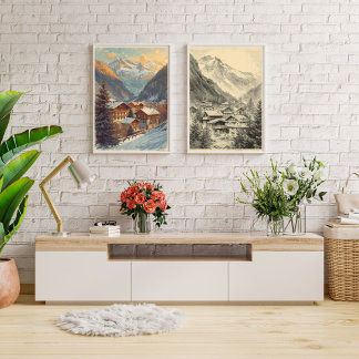 Alpine Village Charm – Vintage Swiss Alps Travel  ポスター