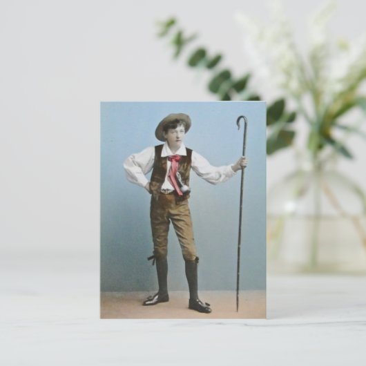 Alpsからハンドティントランタンスライドボーイヴィンテージ ポストカード (スタンド正面)