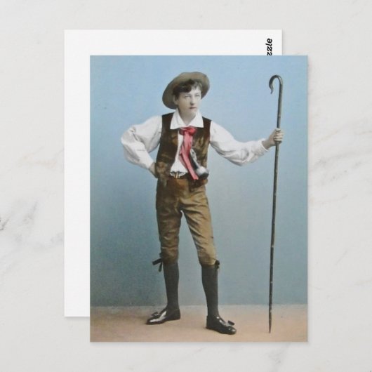 Alpsからハンドティントランタンスライドボーイヴィンテージ ポストカード (正面/裏面)