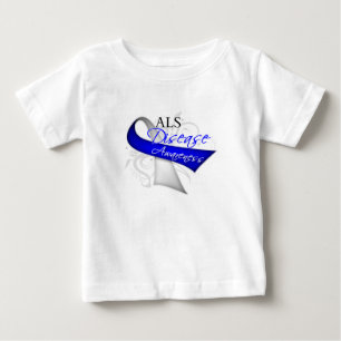 ALSの病気の認識度のリボン ベビーTシャツ
