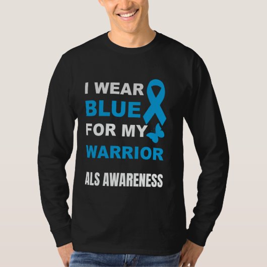 ALS啓発のブルーを身に着けて私の戦士を支援する Tシャツ (正面)