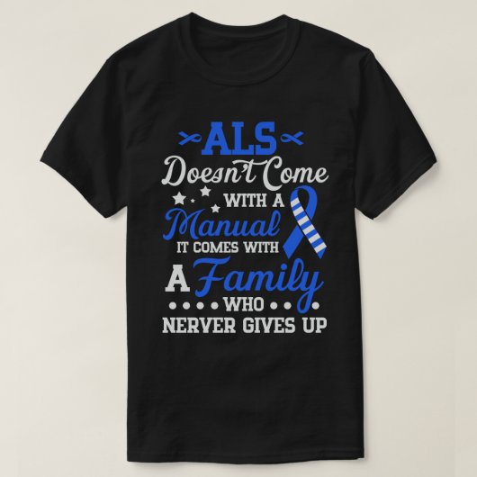 ALS認識度サポート， ALSファイター， ALS戦士， A Tシャツ (デザイン正面)