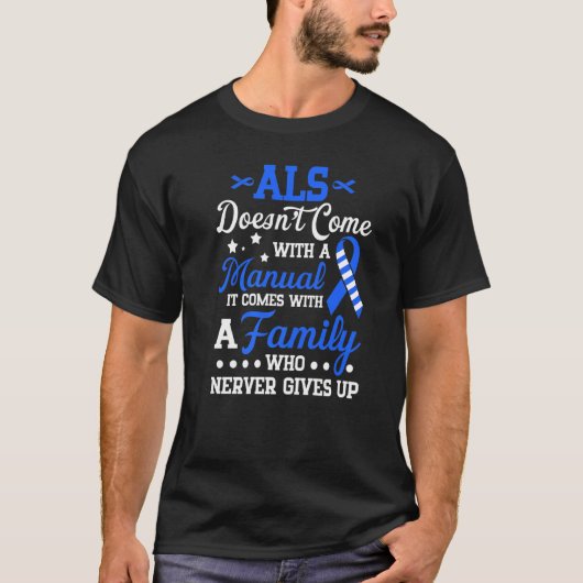 Als認識度サポートAlsファイターAls戦士Als Tシャツ (正面)