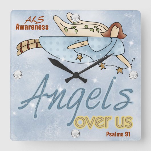 ALS認識度スクエアウォールクロック スクエア壁時計 (正面)