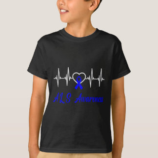 Als認識度ハートビートラブブルーリボンサポートF Tシャツ