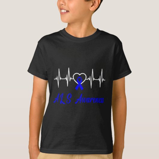 Als認識度ハートビートラブブルーリボンサポートF Tシャツ (正面)