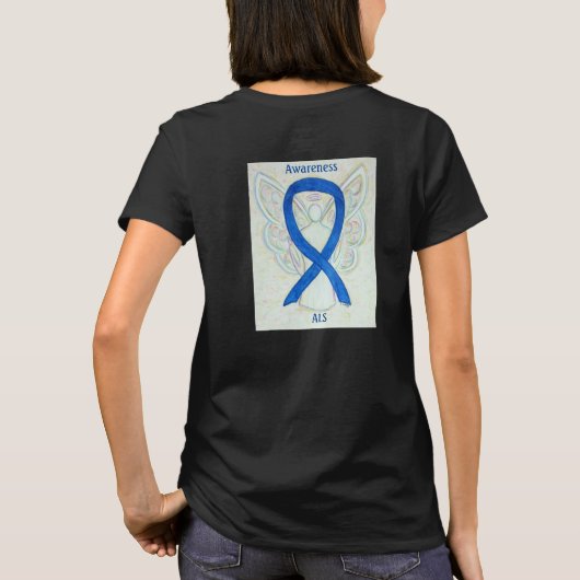ALS認識度リボンエンジェルカスタムシャツ Tシャツ (裏面)