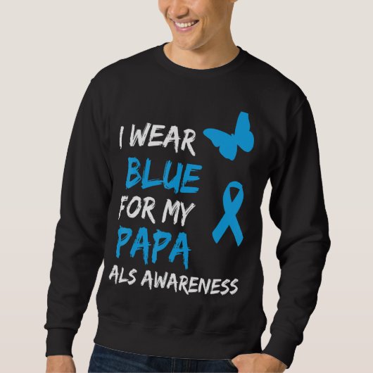 ALS認識度I衣服ブルーfor My Papa Ribbon スウェットシャツ (正面)