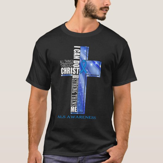 Als Awareness Christian Cross Ribbon Tシャツ (正面)