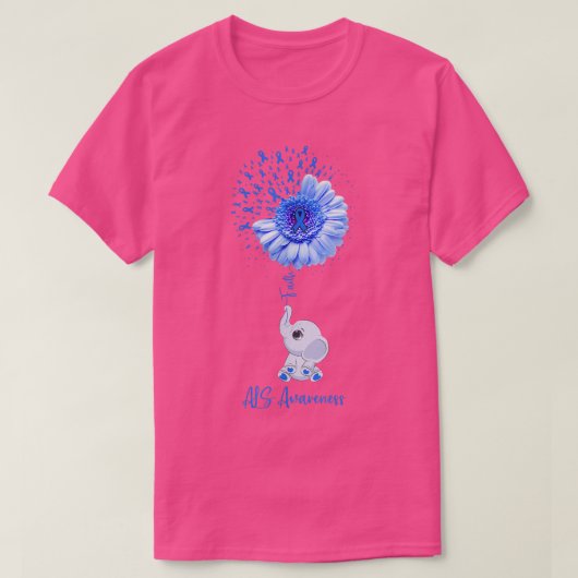 ALS Awareness Faith Elephant Survivor Fighter  Tシャツ (デザイン正面)