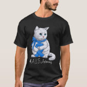 ALS Awareness Month Blue Ribbon Cat Tシャツ (正面)