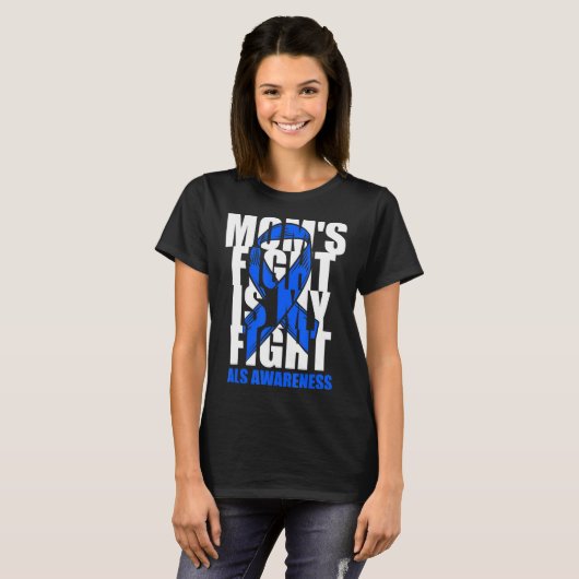 ALS Awareness Month Blue Ribbon Moms Fight May Sup Tシャツ (正面フル)