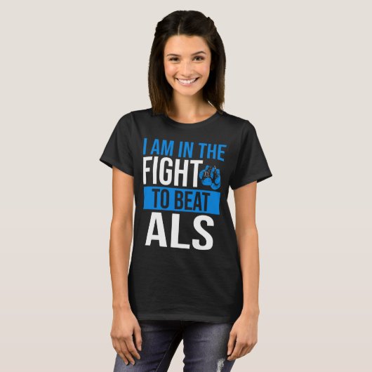 ALS Awareness Ribbon Beat the Disease ALS Warrior Tシャツ (正面フル)