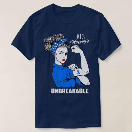 ALS Warrior Unbreakable  ALS Awareness Gift  Tシャツ (デザイン正面)