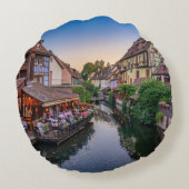 Alsace France Flower Water Canal                 ラウンドクッション (裏面)