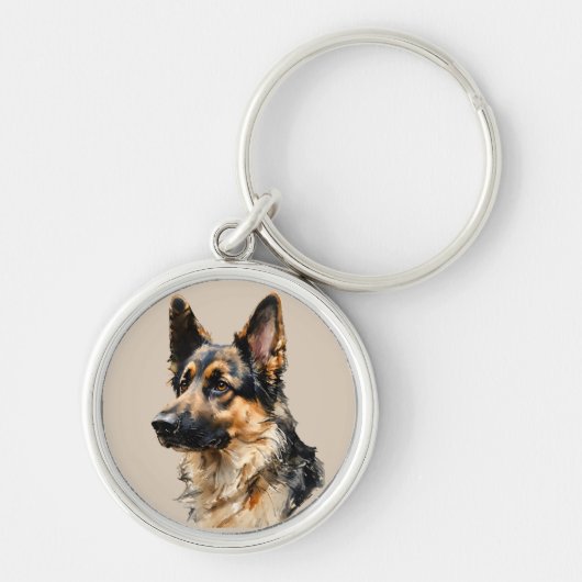 Alsation German Shepard Dog Art Design  キーホルダー (正面)