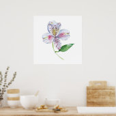 Alstroemeria Peruvian Lily Botanical Watercolor ポスター (キッチン)