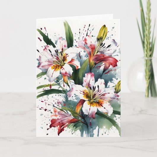 Alstroemeria - Watercolor flowers カード (正面)