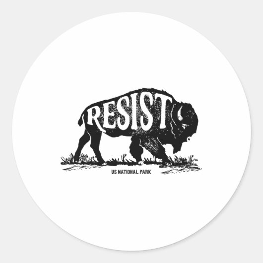 Alt米国国立公園レジストサービスTシャツバイソン ラウンドシール (正面)