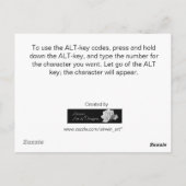 Alt-鍵コード参照カード ポストカード (裏面)