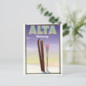 ALTAノルウェーのスキー旅行ポスター ポストカード (スタンド正面)
