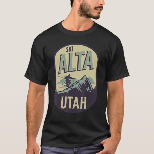 Alta Utah Ski Mountains Skier Winter Outdoors Tシャツ (正面)