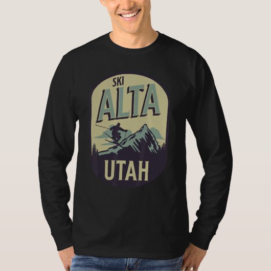 Alta Utah Ski Mountains Skier Winter Outdoors Tシャツ (正面)
