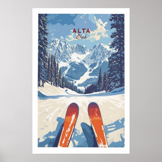 Alta Utah Ski View from Slopes Print - Panoramic ポスター (正面)