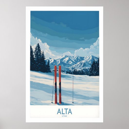 Alta Utah Winter Mountain Landscape Poster - Utah ポスター (正面)