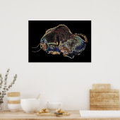 Altamira Bison in Psychedelivision ポスター (キッチン)