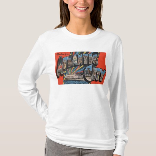 Altantic都市、ニュージャージー-大きい手紙 Tシャツ (正面)