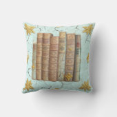 Alte Bücher - goldene Blätter - mint |  クッション (裏面)