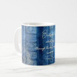 Alte Bücher - goldene Ornamente - blau  |  コーヒーマグカップ