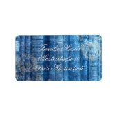 Alte Bücher - goldene Ornamente - blau | ラベル (正面)