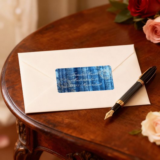 Alte Bücher - goldene Ornamente - blau | ラベル