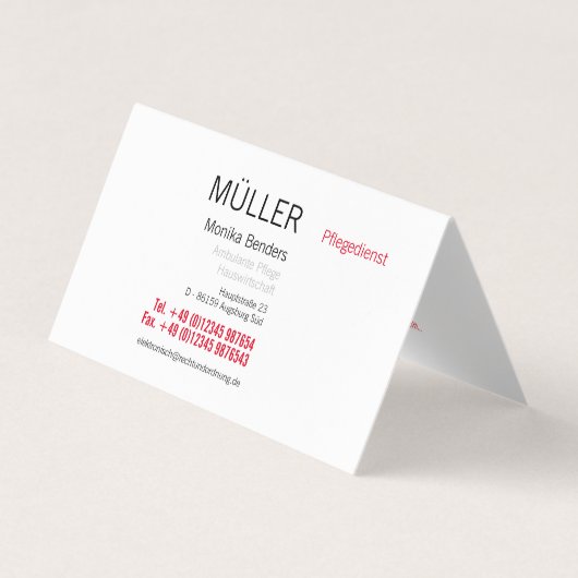 Altenpflege Ambulante Pflege Visitenkarten 名刺 (正面)