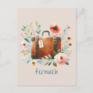 Alter Koffer mit Blumen- fernweh-personalisierbare ポストカード