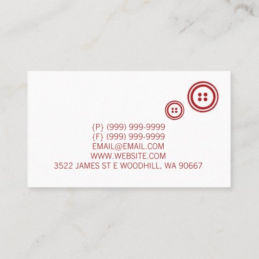 Alteration, Clothing, Tailor, Seamstress 名刺 (裏面)