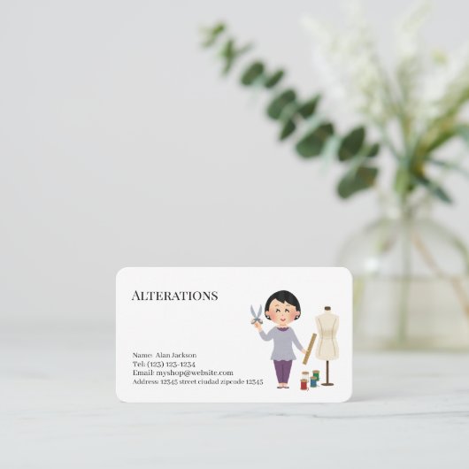 alterations  services editable   business card 名刺 (スタンド正面)