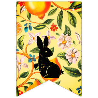 Alternating Citrus & Bunny Easter Bunting Banner バンティングフラッグ
