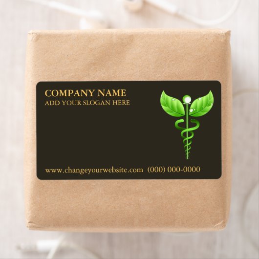Alternative Medicine Green Caduceus Symbol Brown ラベル (インサイチュ)