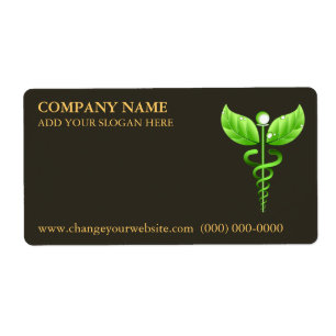Alternative Medicine Green Caduceus Symbol Brown ラベル