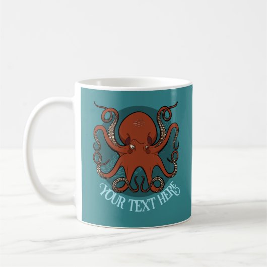 Alternative Octopus Artwork Add Your Text Design コーヒーマグカップ (左)