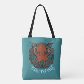 Alternative Octopus Artwork Add Your Text Design トートバッグ (裏面)