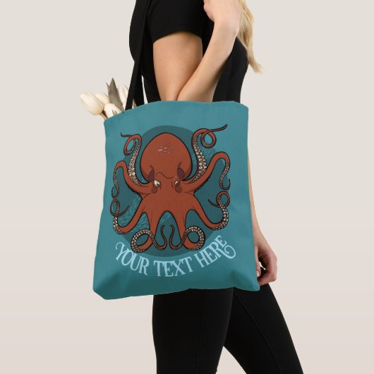 Alternative Octopus Artwork Add Your Text Design トートバッグ (クローズアップ)