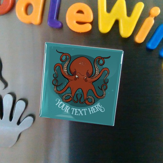 Alternative Red Octopus Logo Add Your Text Artwork マグネット