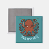 Alternative Red Octopus Logo Add Your Text Artwork マグネット (正面/裏面)