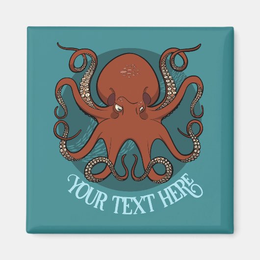 Alternative Red Octopus Logo Add Your Text Artwork マグネット (正面)
