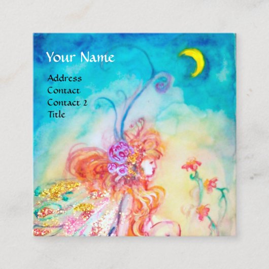 ALTHEA /ピンクお洒落の花モノグラムの妖精 スクエア名刺 (正面)